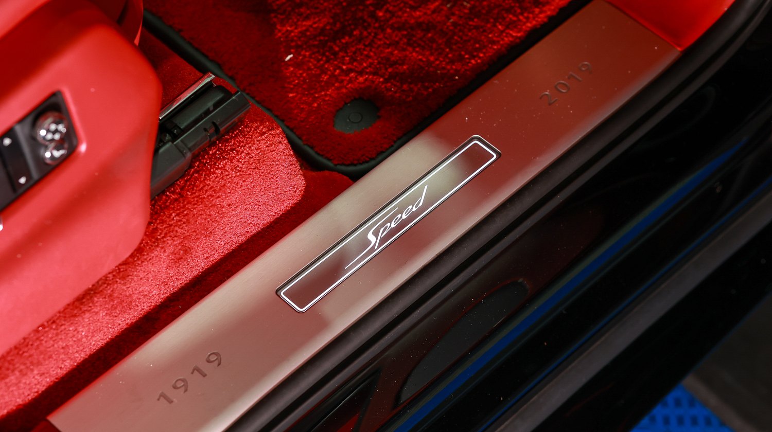Speed door sill plate in a Bentley Bentayga Speed