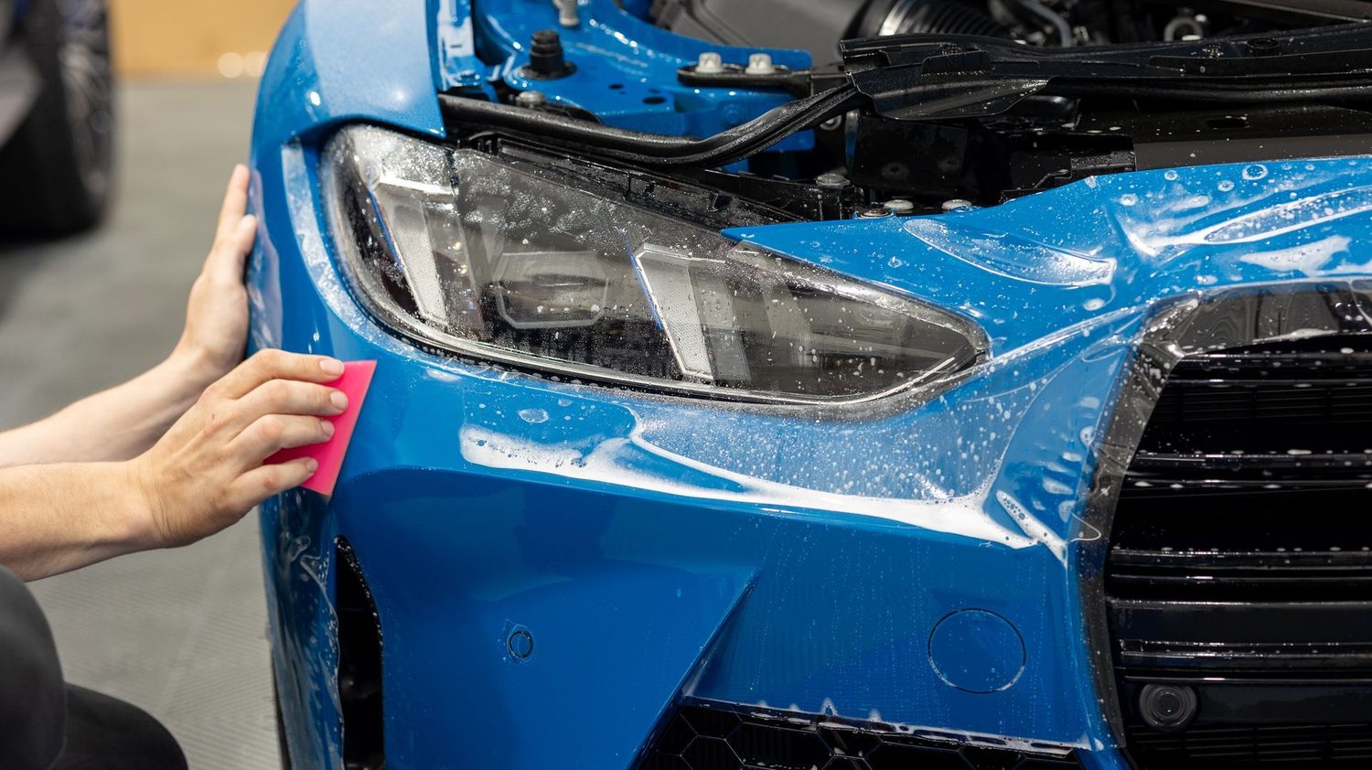 BMW M3 Competition in Laguna Seca Blue: A Closer Look at a Front Bumper PPF Install — Humble Crew Auto Spa, Plano TX