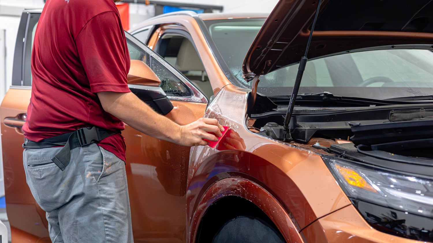 Aligning fender PPF on a copper Lexus RX 350