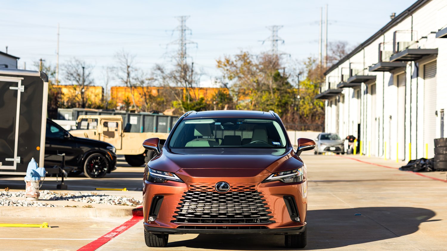 Front view of a copper Lexus RX 350 with front end PPF