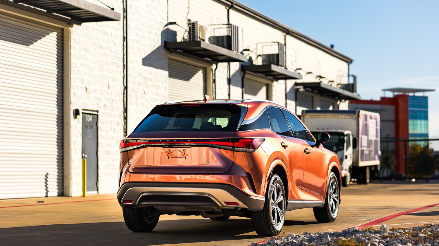 Rear three quarter view of a ceramic coated copper Lexus RX 350