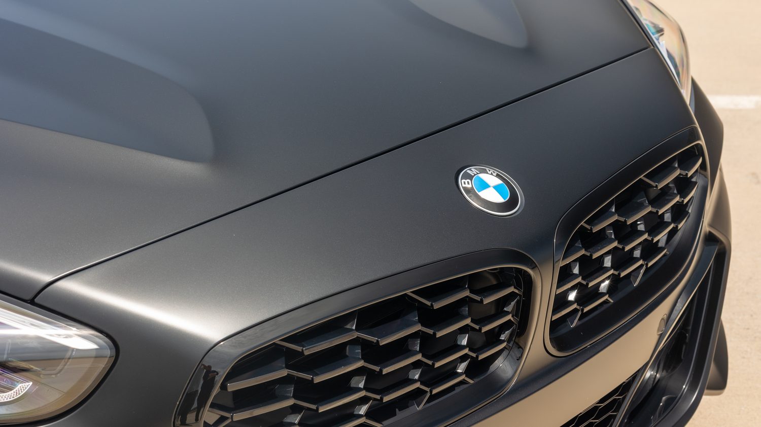 Matte Black BMW Z4 M40i Final Edition — after hood and grille detail