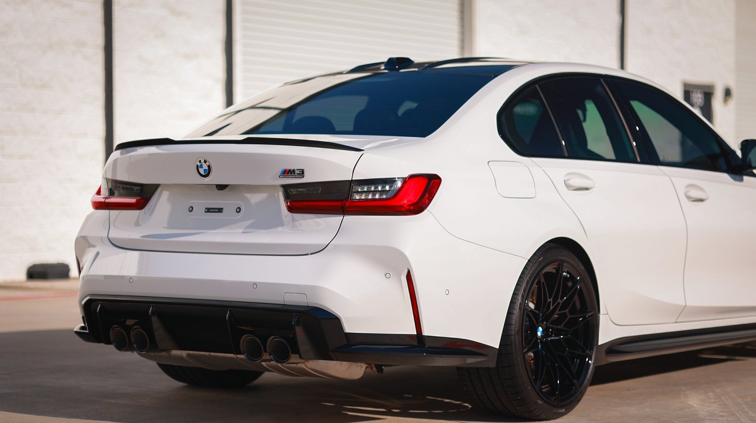 White 2025 BMW M3 G80 Competition — rear three quarter