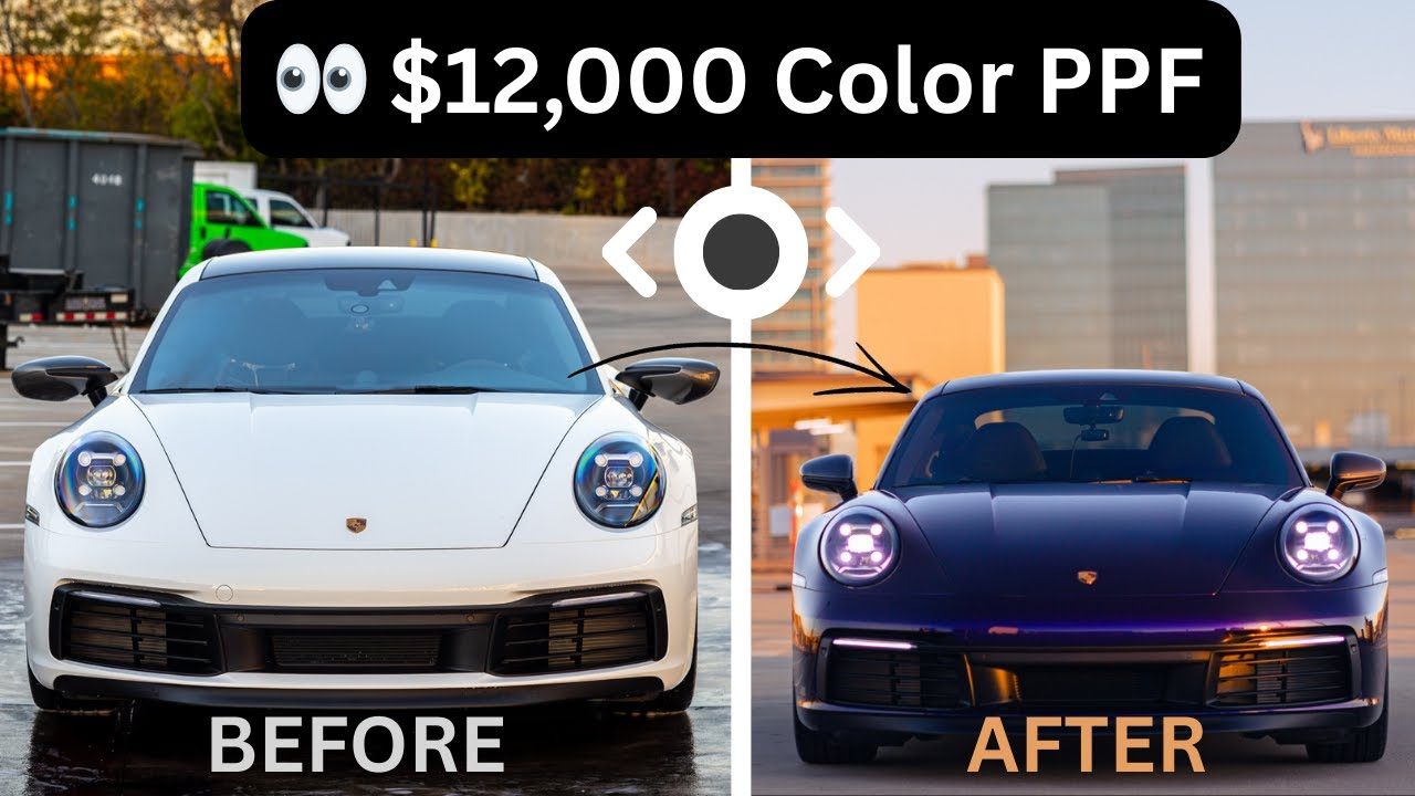 Colour changing a 2024 Porsche 911 with paint protection film at Humble Crew Auto Spa, Plano TX