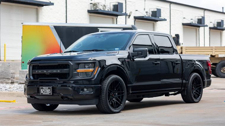 Black Ford F-150 Roush Nitemare paint protection film, ceramic coating, paint correction — front three quarter at Humble Crew Auto Spa, Plano TX