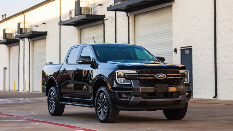 Black Ford Ranger Lariat ceramic coating — front three quarter at Humble Crew Auto Spa, Plano TX