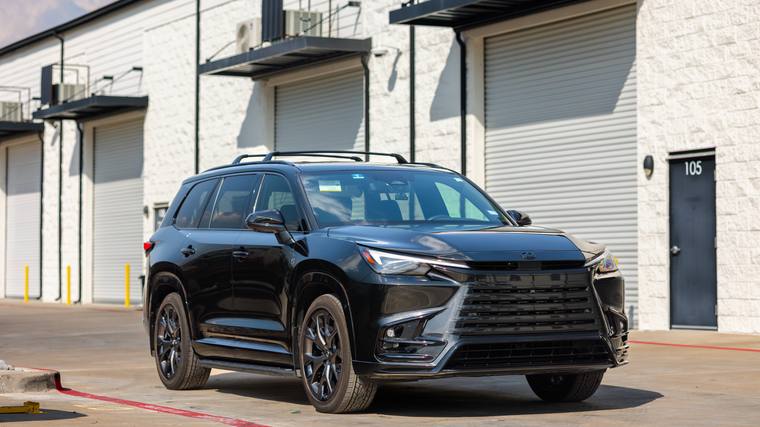 Black Lexus TX 500h F Sport Performance ceramic coating — front three quarter at Humble Crew Auto Spa, Plano TX