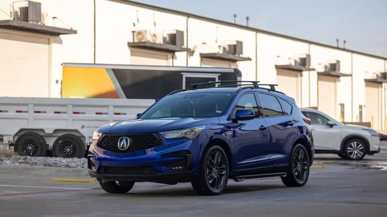 Blue Acura RDX A-Spec ceramic coating — front three quarter at Humble Crew Auto Spa, Plano TX