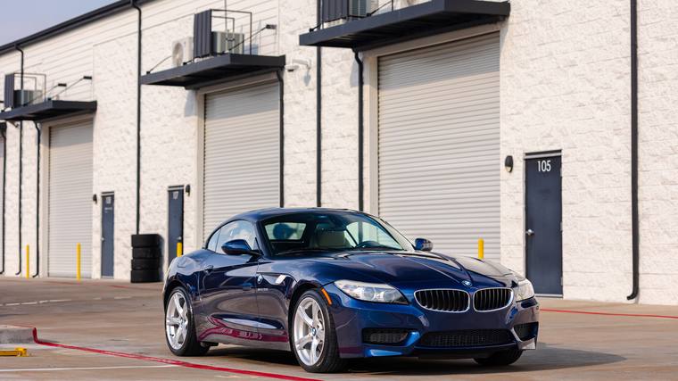 Blue BMW Z4 E89 sDrive28i ceramic coating — front three quarter at Humble Crew Auto Spa, Plano TX