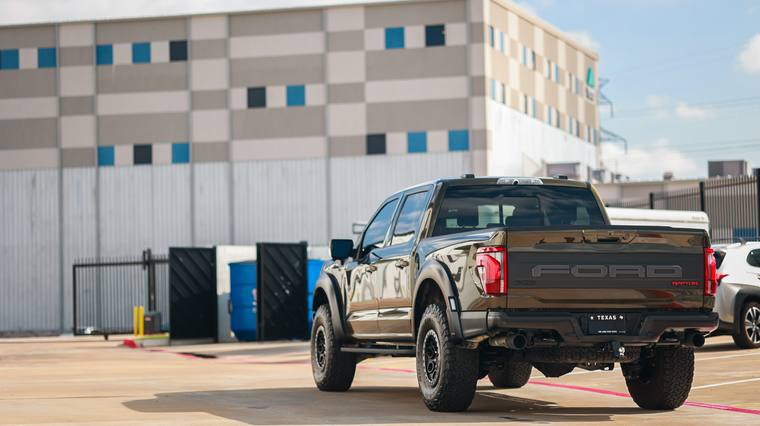 Green Ford Raptor F150 at Humble Crew Auto Spa, Plano TX