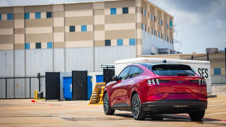 Red Ford Mustang Mach E at Humble Crew Auto Spa, Plano TX