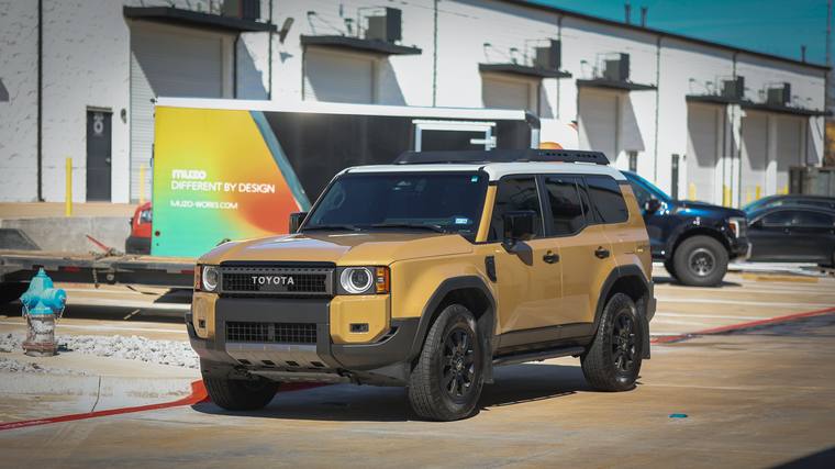 Gold Toyota Land Cruiser First Edition paint protection film, ceramic coating — front three quarter at Humble Crew Auto Spa, Plano TX