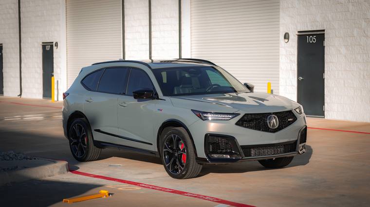 Gray Acura MDX Type S paint protection film, ceramic coating — front three quarter at Humble Crew Auto Spa, Plano TX