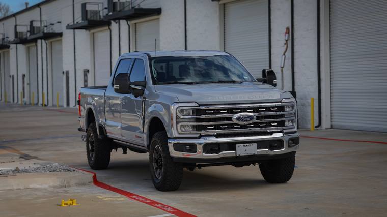 Gray Ford F-250 Super Duty Lariat Tremor paint protection film, ceramic coating — front three quarter at Humble Crew Auto Spa, Plano TX