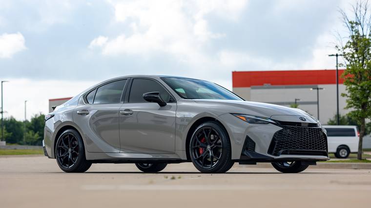 Gray Lexus IS 350 F Sport paint protection film, ceramic coating — front three quarter at Humble Crew Auto Spa, Plano TX