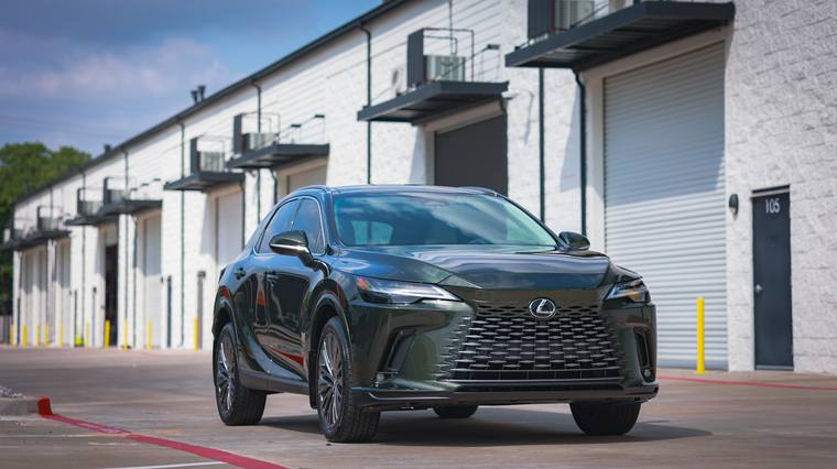 Green Lexus RX 350 Luxury paint protection film, ceramic coating — front three quarter at Humble Crew Auto Spa, Plano TX