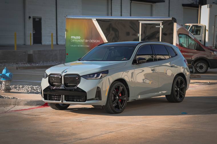 Light Blue BMW X3 M50 paint protection film, ceramic coating — front three quarter at Humble Crew Auto Spa, Plano TX