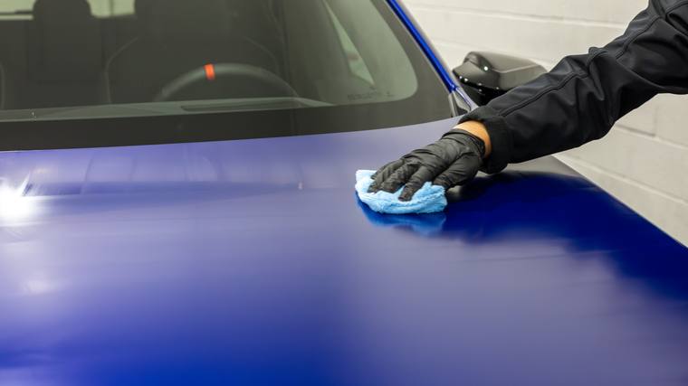 Matte Blue BMW X3 paint protection film, ceramic coating — leveling hood at Humble Crew Auto Spa, Plano TX