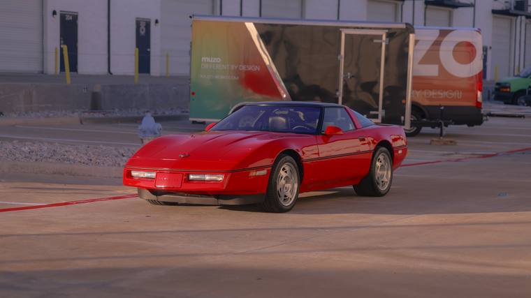 Red Chevrolet Corvette C4 ZR-1 ceramic coating — front three quarter at Humble Crew Auto Spa, Plano TX
