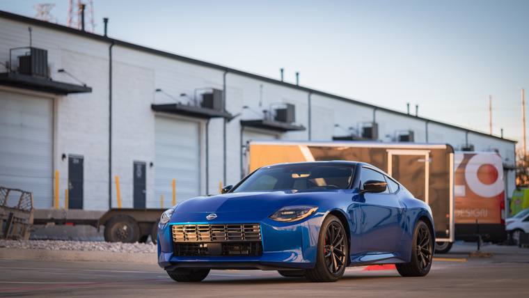 Seiran Blue Nissan Z Performance paint protection film, ceramic coating — front three quarter at Humble Crew Auto Spa, Plano TX