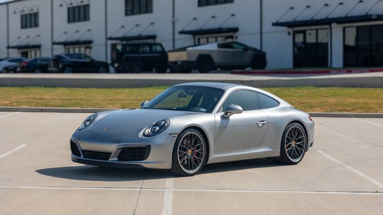 Silver Porsche 911 991.2 Carrera S paint protection film — front three quarter at Humble Crew Auto Spa, Plano TX