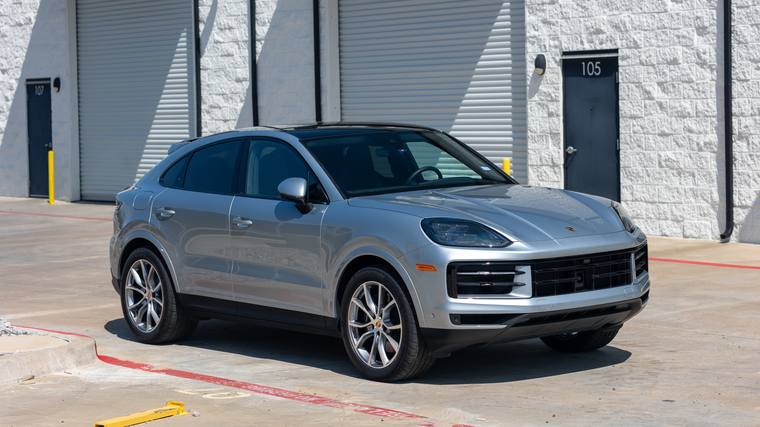 Silver Porsche Cayenne Coupe paint protection film, ceramic coating — front three quarter at Humble Crew Auto Spa, Plano TX