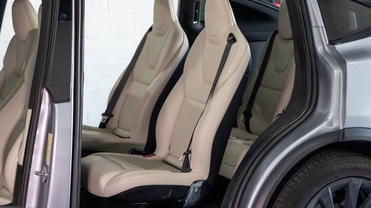 Silver Tesla Model X interior detailing at Humble Crew Auto Spa, Plano TX