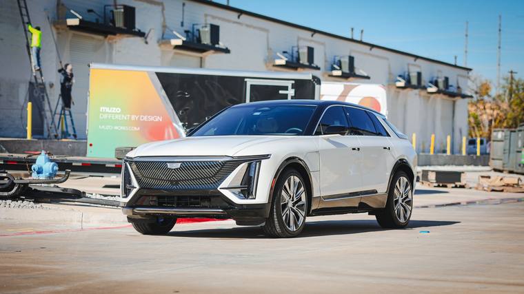 White Cadillac Lyriq Luxury 600E4 paint protection film, ceramic coating — front three quarter at Humble Crew Auto Spa, Plano TX