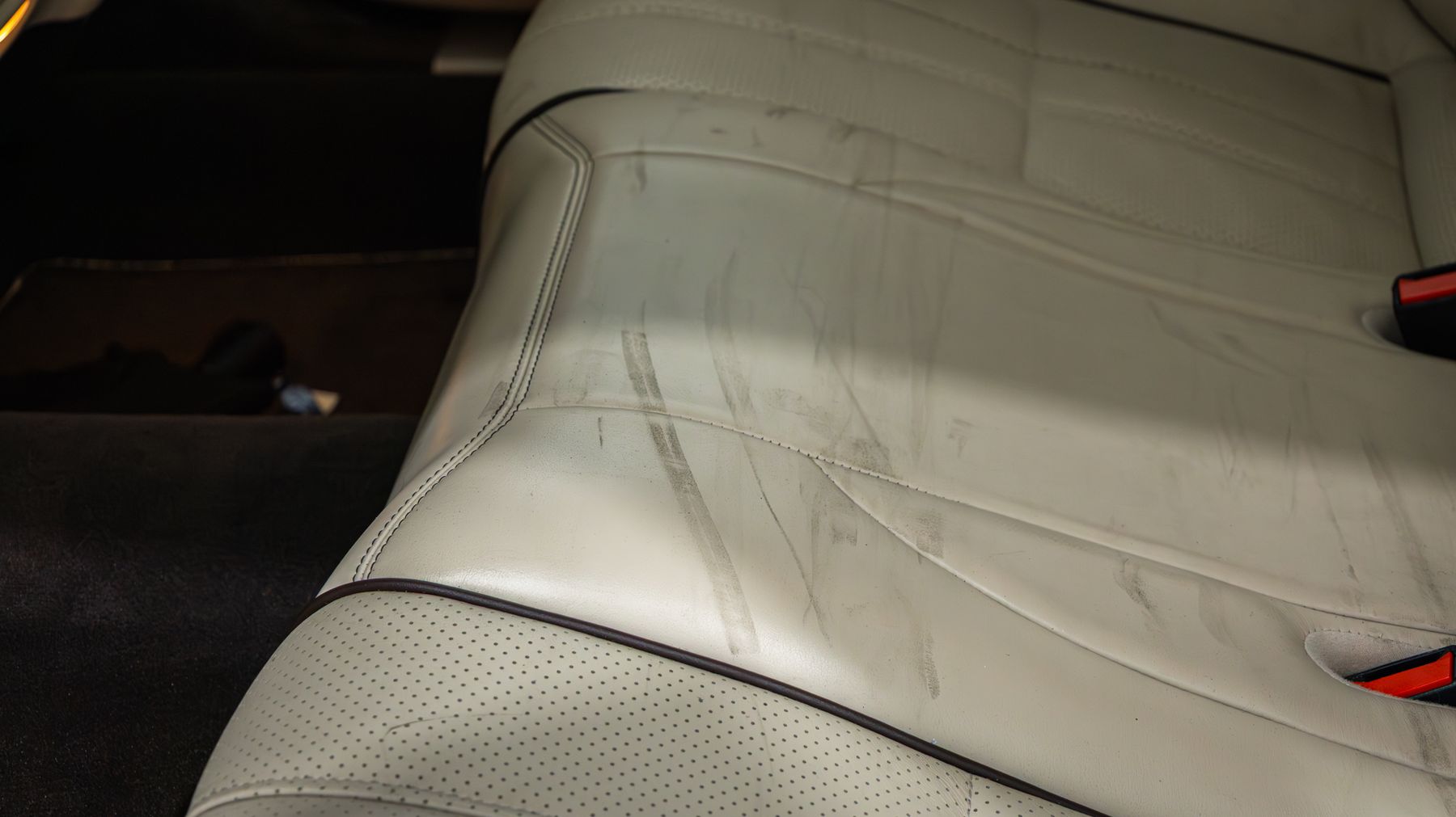 White Jaguar XJ Neiman Marcus Edition — interior auto detailing at Humble Crew Auto Spa