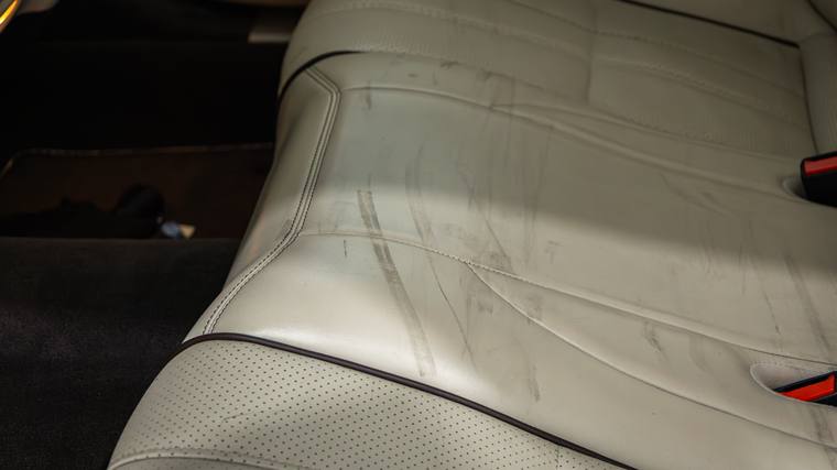 White Jaguar XJ Neiman Marcus Edition interior detailing at Humble Crew Auto Spa, Plano TX