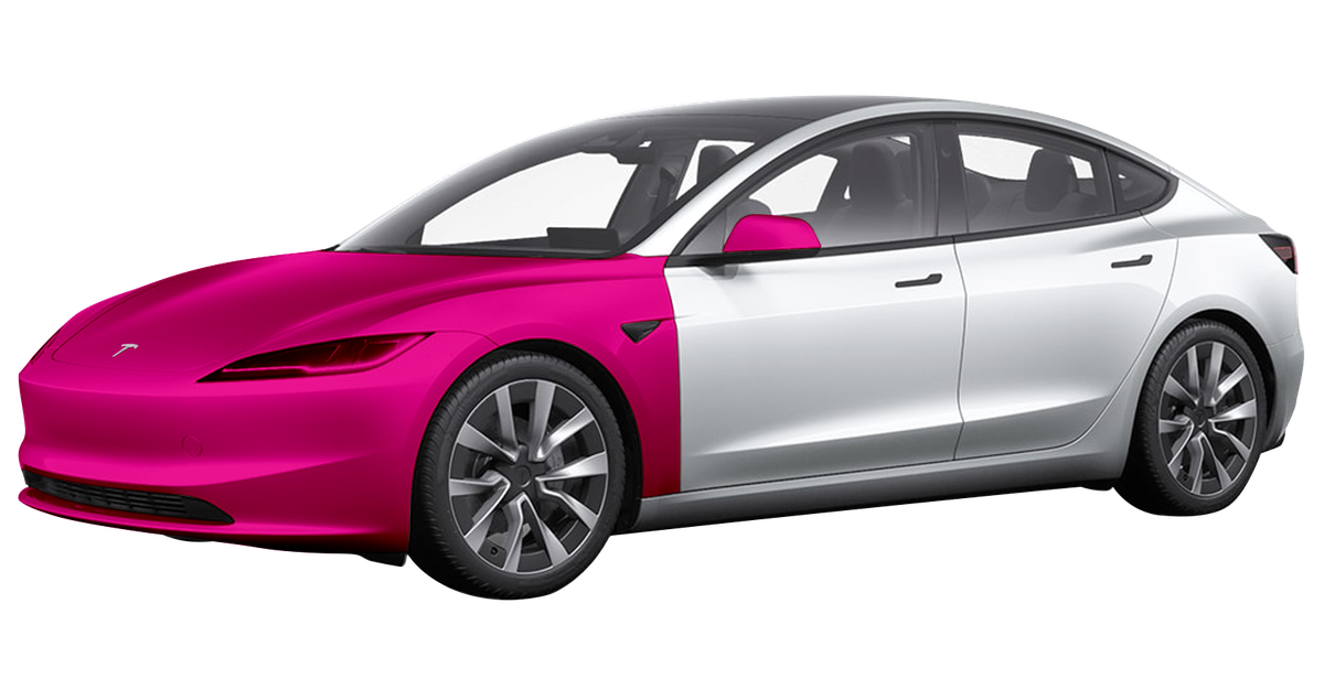 A car diagram with the full hood, full front fenders, front bumper and mirror caps highlighted
