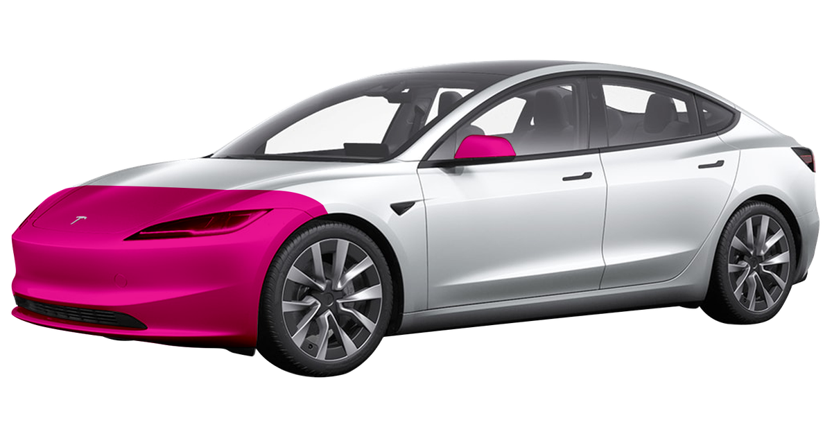 A car diagram with the front bumper, partial hood and partial front fenders highlighted