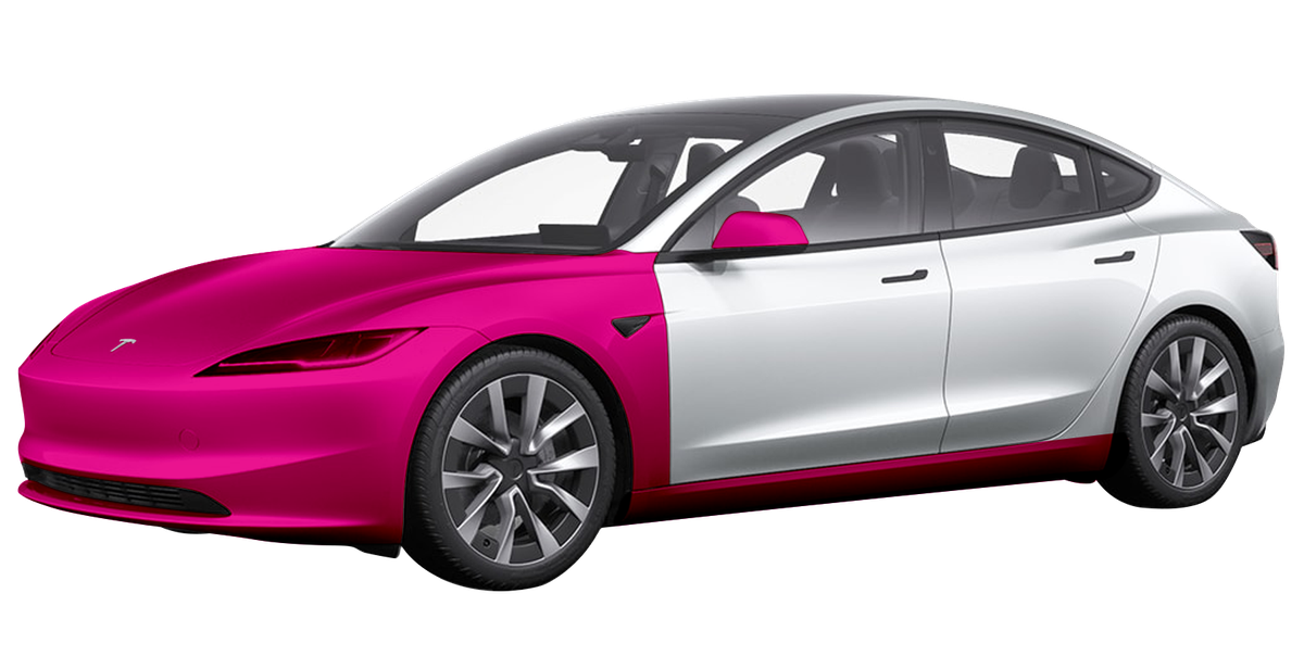 A car diagram with the full front end and side skirts highlighted